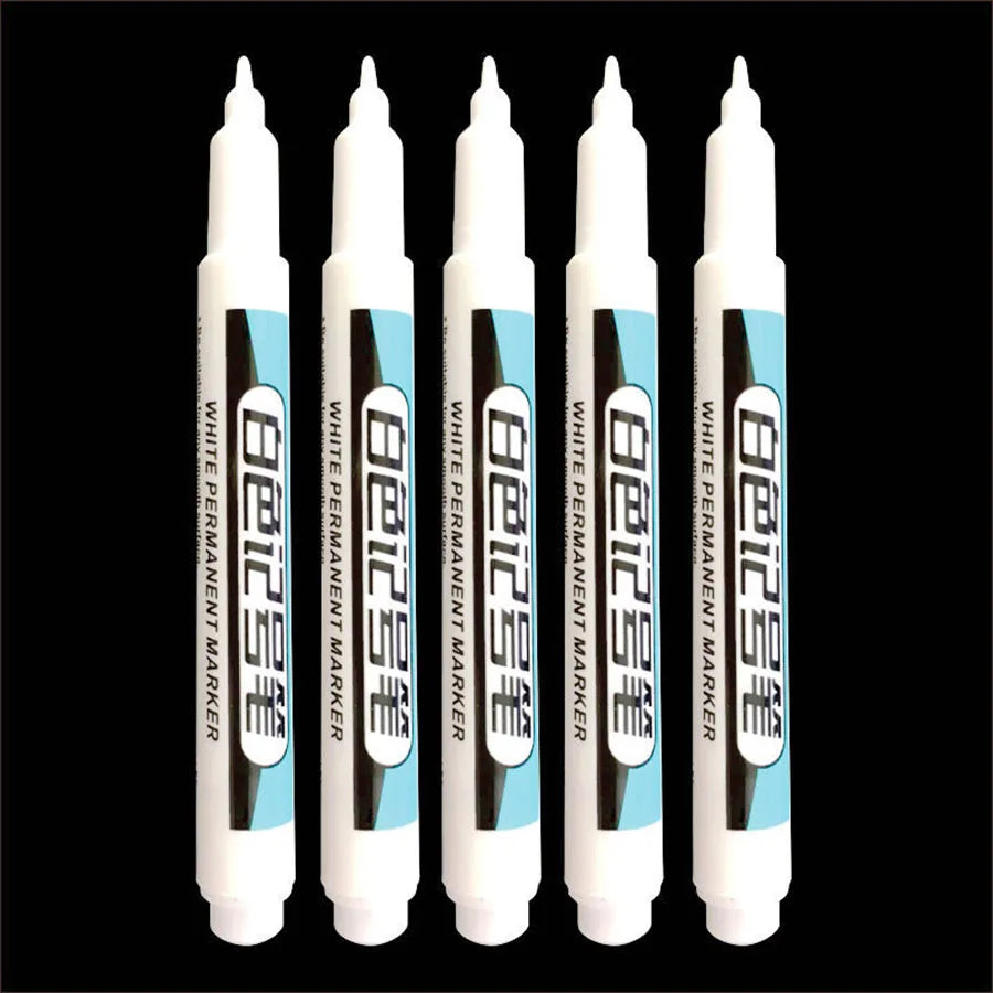 0.7/1.0/1.5/3.0mm White Marker Pens Oily Waterproof Permanent Paint Markers For Wood Plastic Leather Glass Stone Metal Supplies