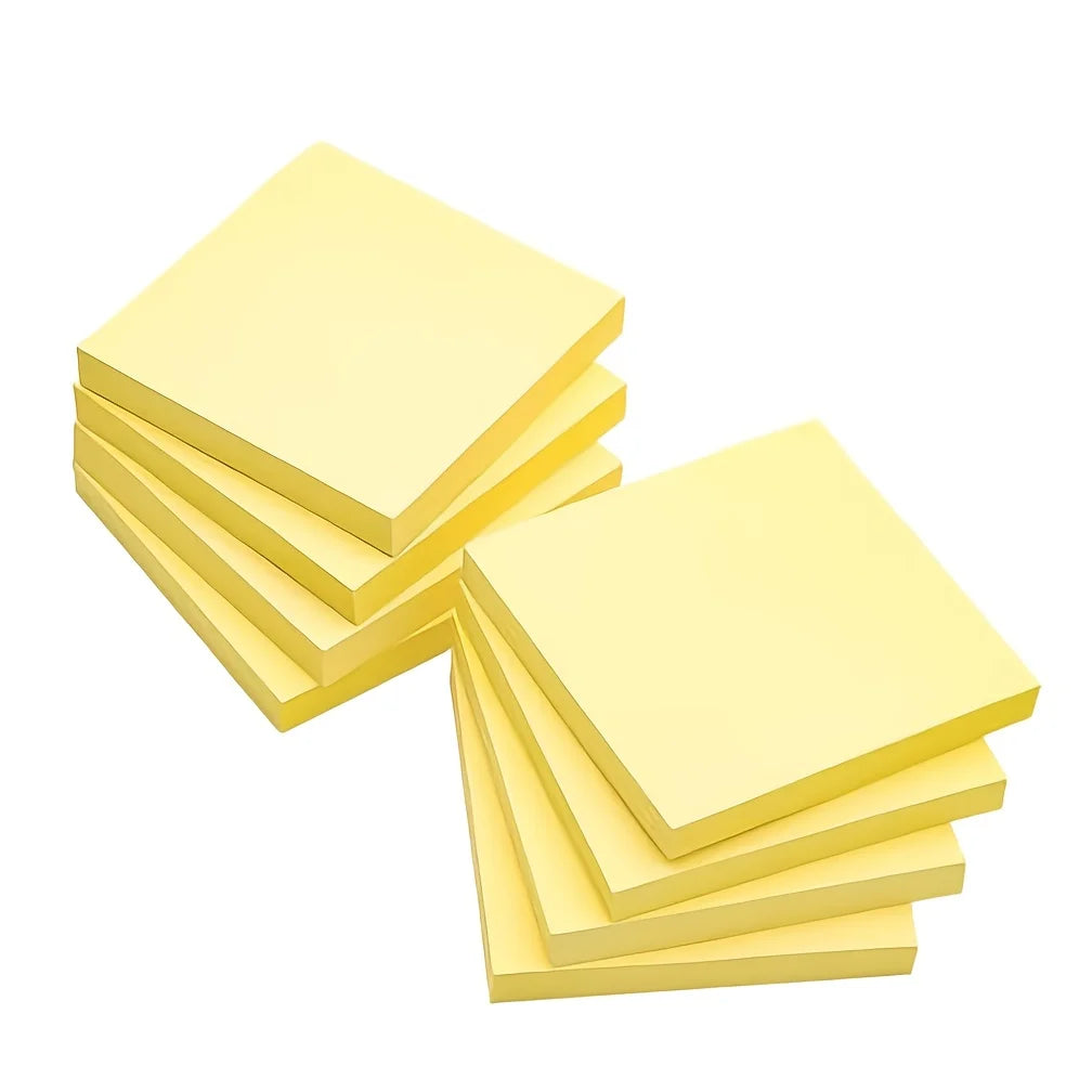 Sticky Notes 76x76mm, 100 Sheets/Pad, 8pads, Yellow Self-Sticky Notes, Easy to Write, for School, Home, Office
