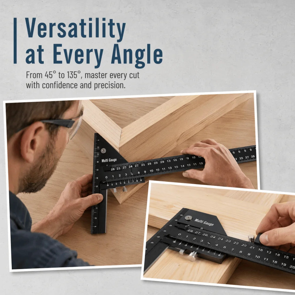Multi-Angle Sliding T Square Ruler Anodized Finish Aluminum Alloy Construction Sliding Depth Gauge Woodworking Scribe Ruler
