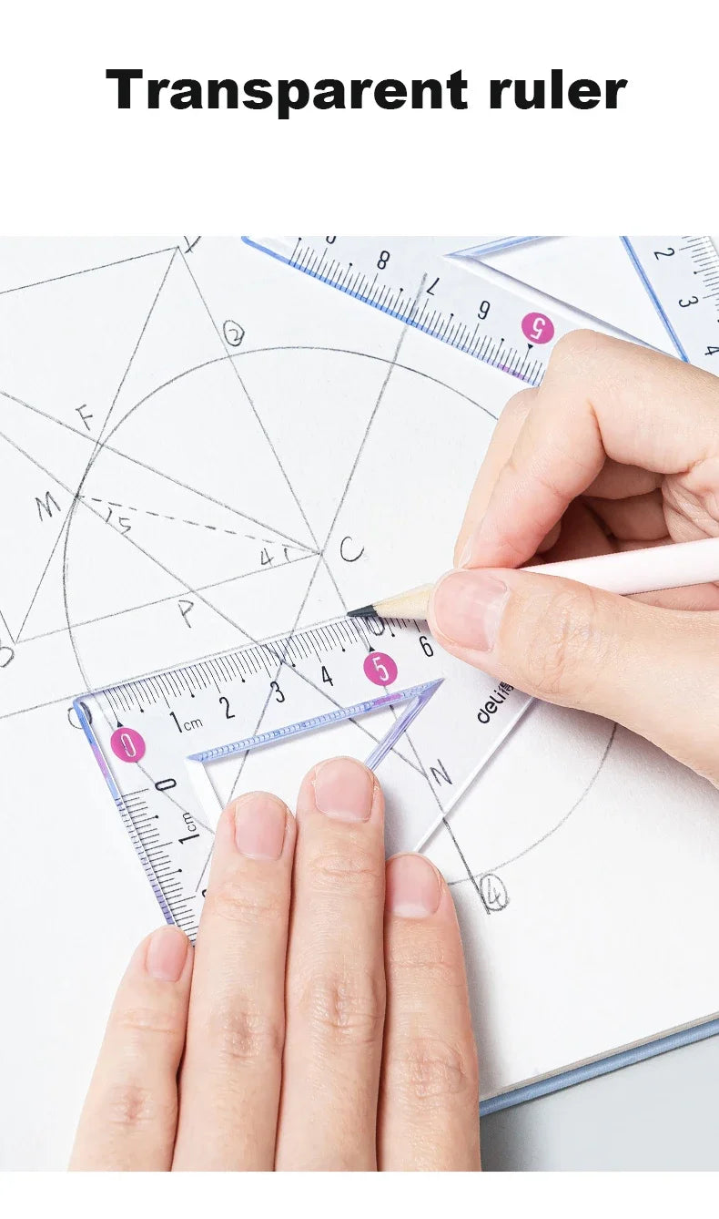 Deli Transparen Soft Ruler Set 4 in 1 Plastic Rulers for Student Drawing Mathematical Geometry School Stationery Curve Ruler