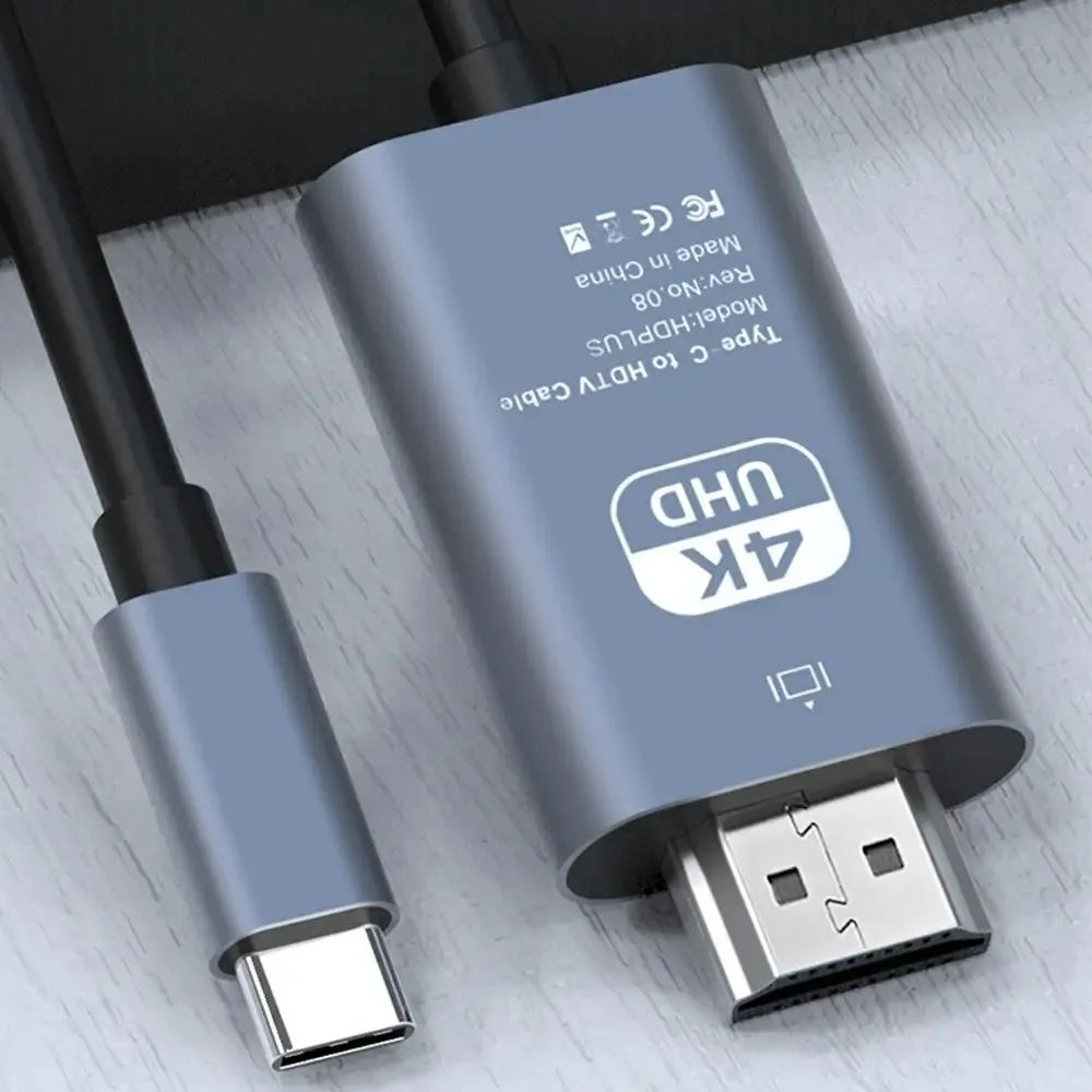 Aluminum Shell USB C to 4K@30Hz HDMI-compatible Display Adapter Cable Compatible with Thunderbolt5/4/3 Laptops i/phone16/15