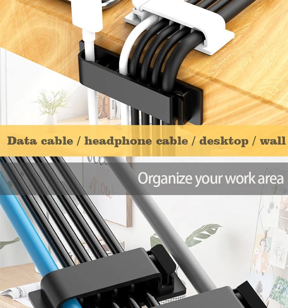 Cable Organizer Self Adhesive Cable Clips USB Cable Management Clamp Car Home Desk Wall Cord Holder Charging Wire Winder Manager