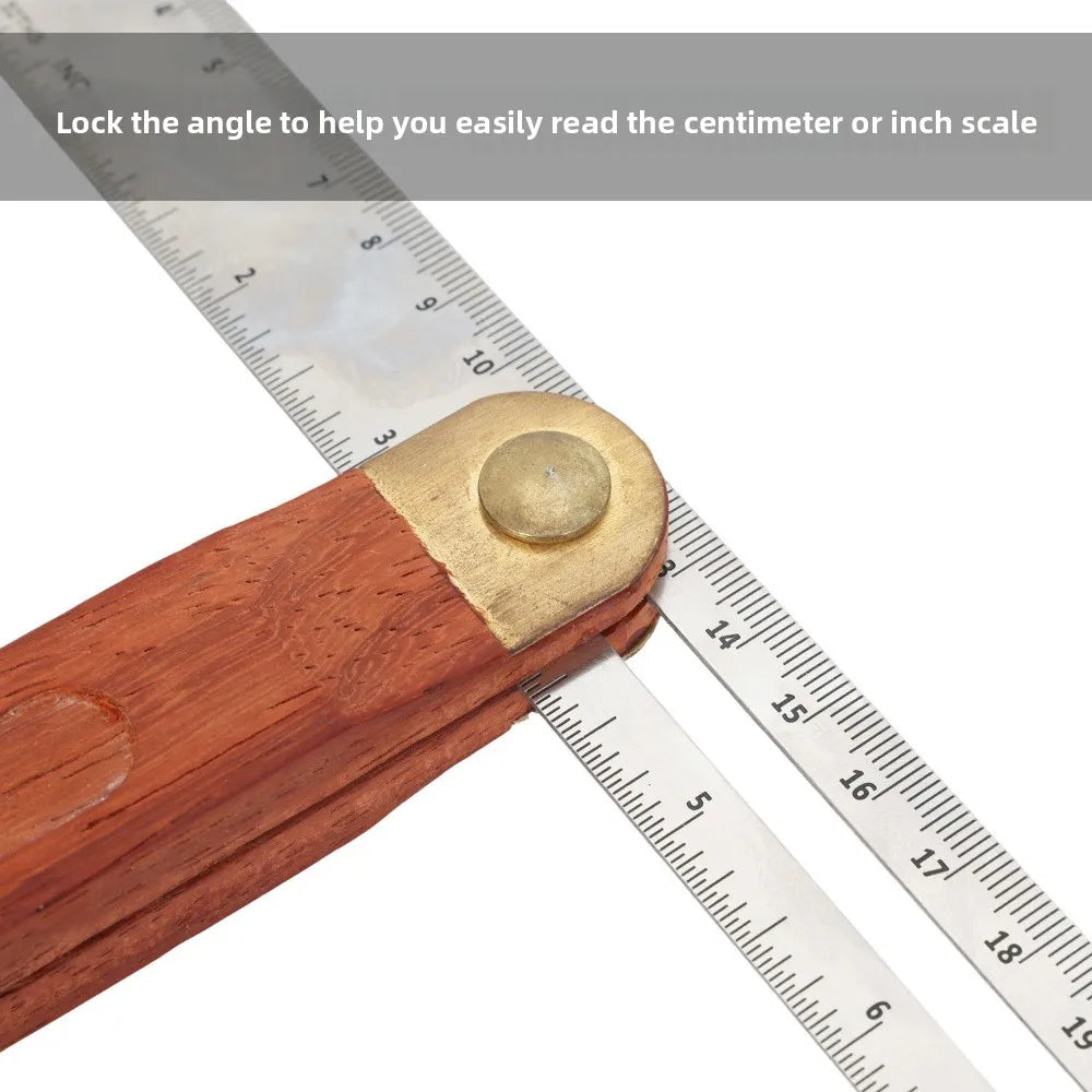 9Inch Adjustable Angle Rulers Gauges Tri Square Sliding T-Bevel with Wooden Handle Ruler Gauge Protractors Carpentry Tools