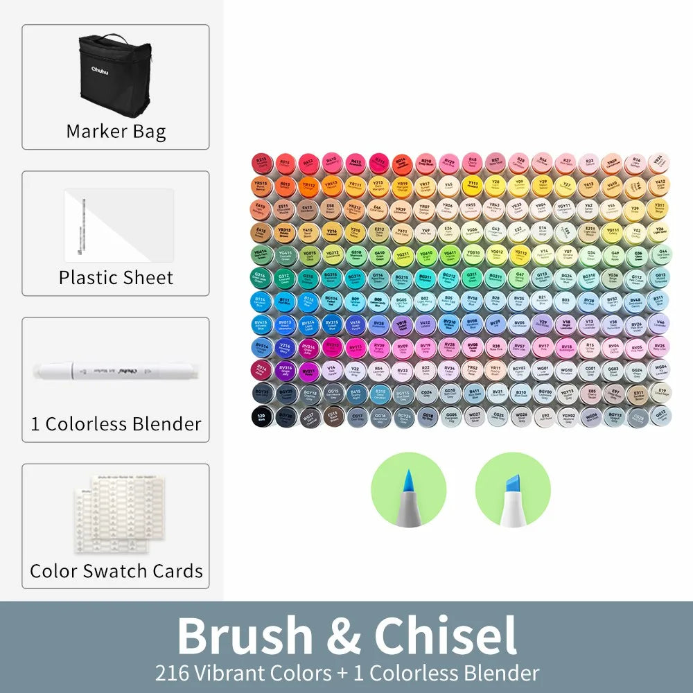 Ohuhu Honolulu Marker Pen Set Color Markers Alcohol Art Markers Refillable Dual Tips Sketching Drawing Manga School Art Supplies