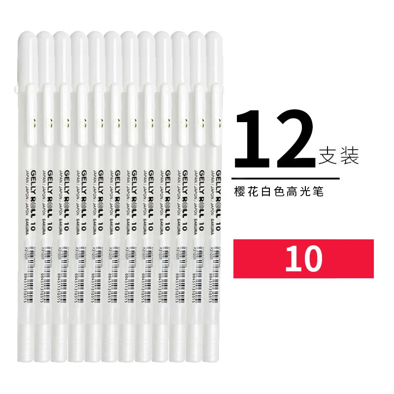 Sakura Gelly Roll Gel Pens 3/5PCS Classic Highlight Pen Gel Ink Pens Bright White Highlight Sketch Markers Color Highlighting