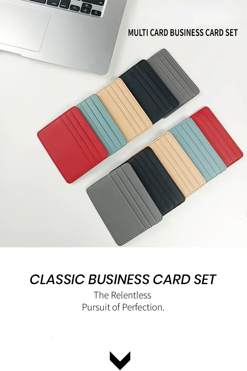 Fashion Slim PU ID Card Bag Credit Card Holder Men's Wallet Women's Wallet Mini Credit Card ID Card Bag Gift