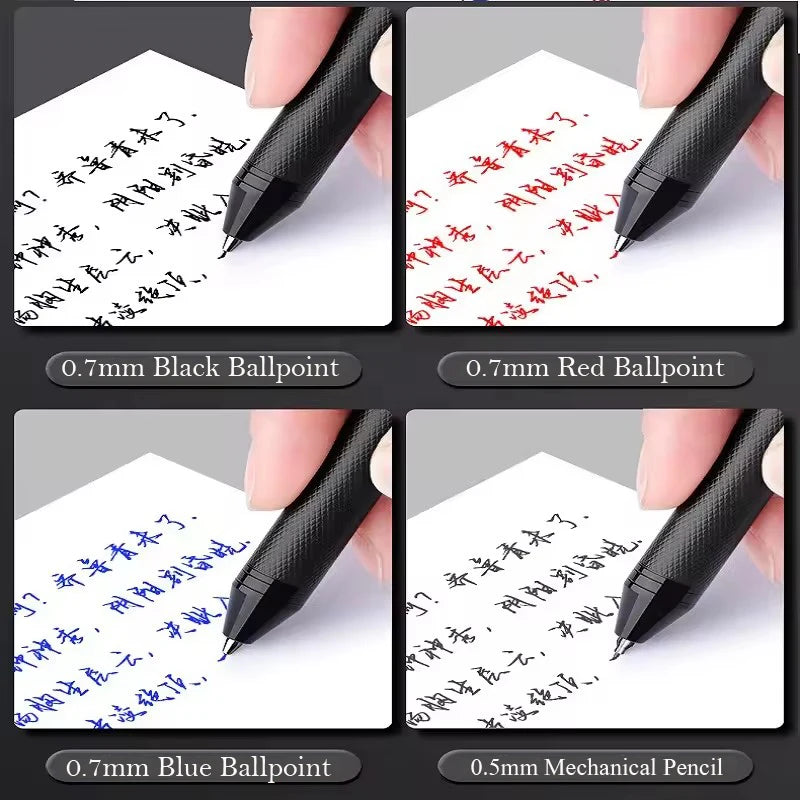 Multifunctional 4-color-in-one gravity-sensing pen metal ballpoint pen/Mechanical Pencil,Black/Red/Blue Ink Oil Signing canetas