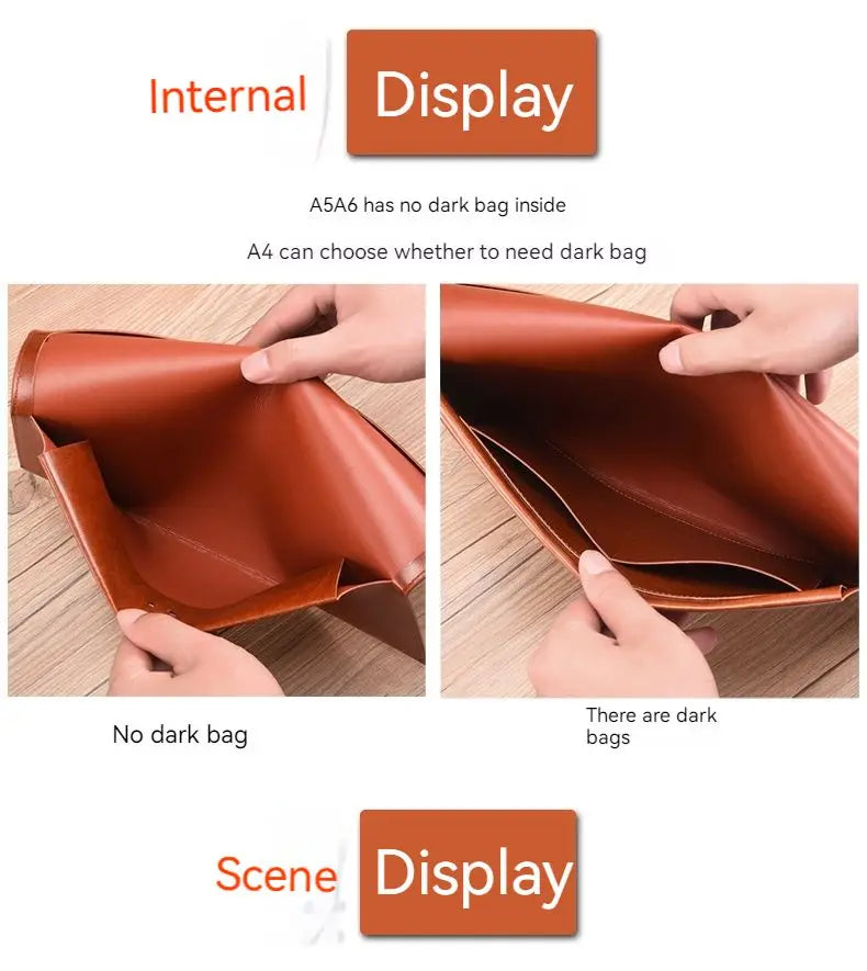 A6 A5 A4 Leather File Folder Data Package Document Bag Fashion Briefcase Data Contract Bill File Bag School Office Supplies