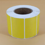 Yellow Color Adhesive Sticker, Round Thermal Barcode Sticker by Roll, Direct Thermal Print Shipping Label