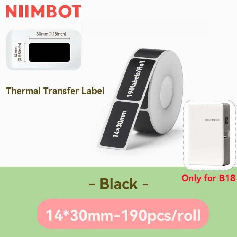 Niimbot N1/B18 Thermal Transfer Label Printer Label Maker with Black Ribbon Paper Tag Sticker for Home Office Jewelry Garden