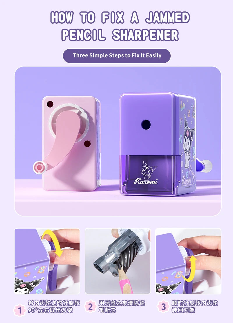Sanrio Pencil Sharpener Fast Sharpening Easy to Use for Kids Students School Office Stationery Cute Anime Merch Kawaii Gift