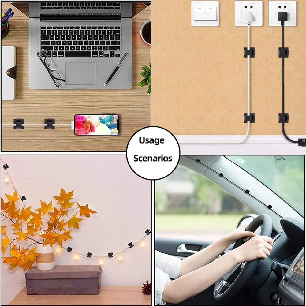50Pcs Cable Clip Self-Adhesive Cable Organizer Wire Protector Holder For Mouse Headset Wire Storage Desktop Tidy Management Clip