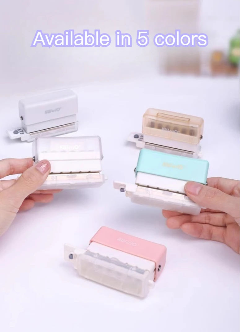 KW-TRIO Mini Portable Multi-Color Punch Hole Binder Punch 6-Hole Punch Multi-Functional Study Organizer Hole Punch