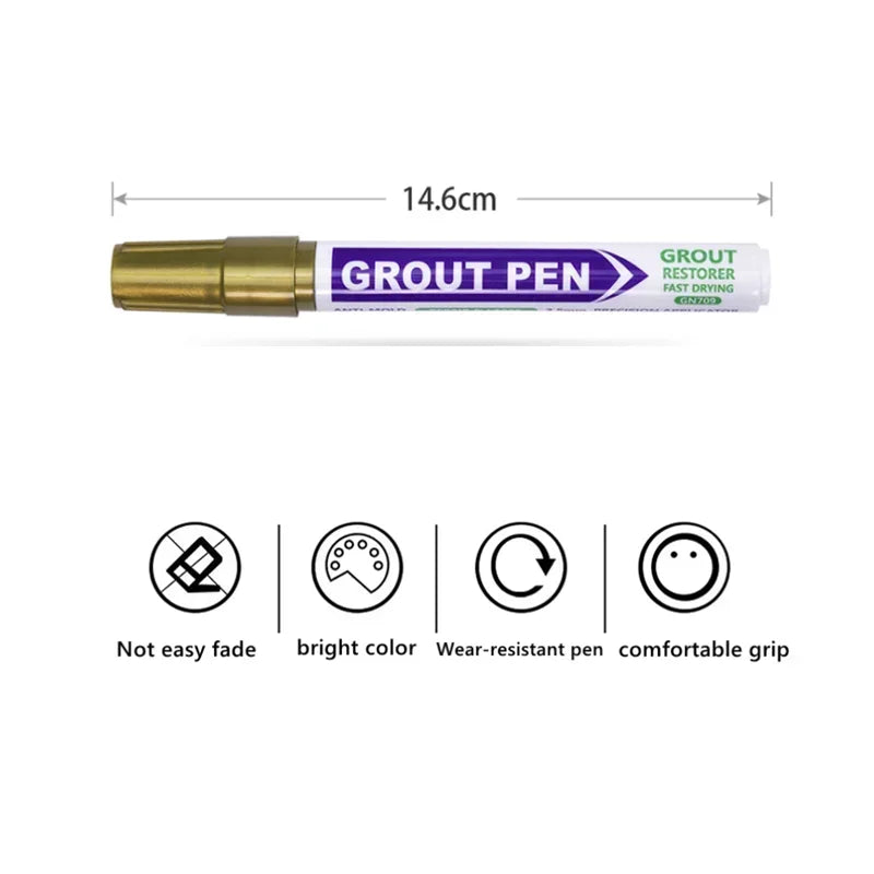 White Grout Tile Pen 8 Colors Waterproof Wall Grout Restorer Marker Pen for Bathroom Wall Floor Decontamination Seam Repair Pens