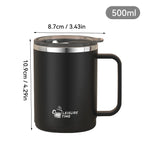 500ml Double-layer Mug 304 Stainless Steel Insulated Coffee Cup With Handle Portable Sealed Water Cup Drinkware For Student Kid