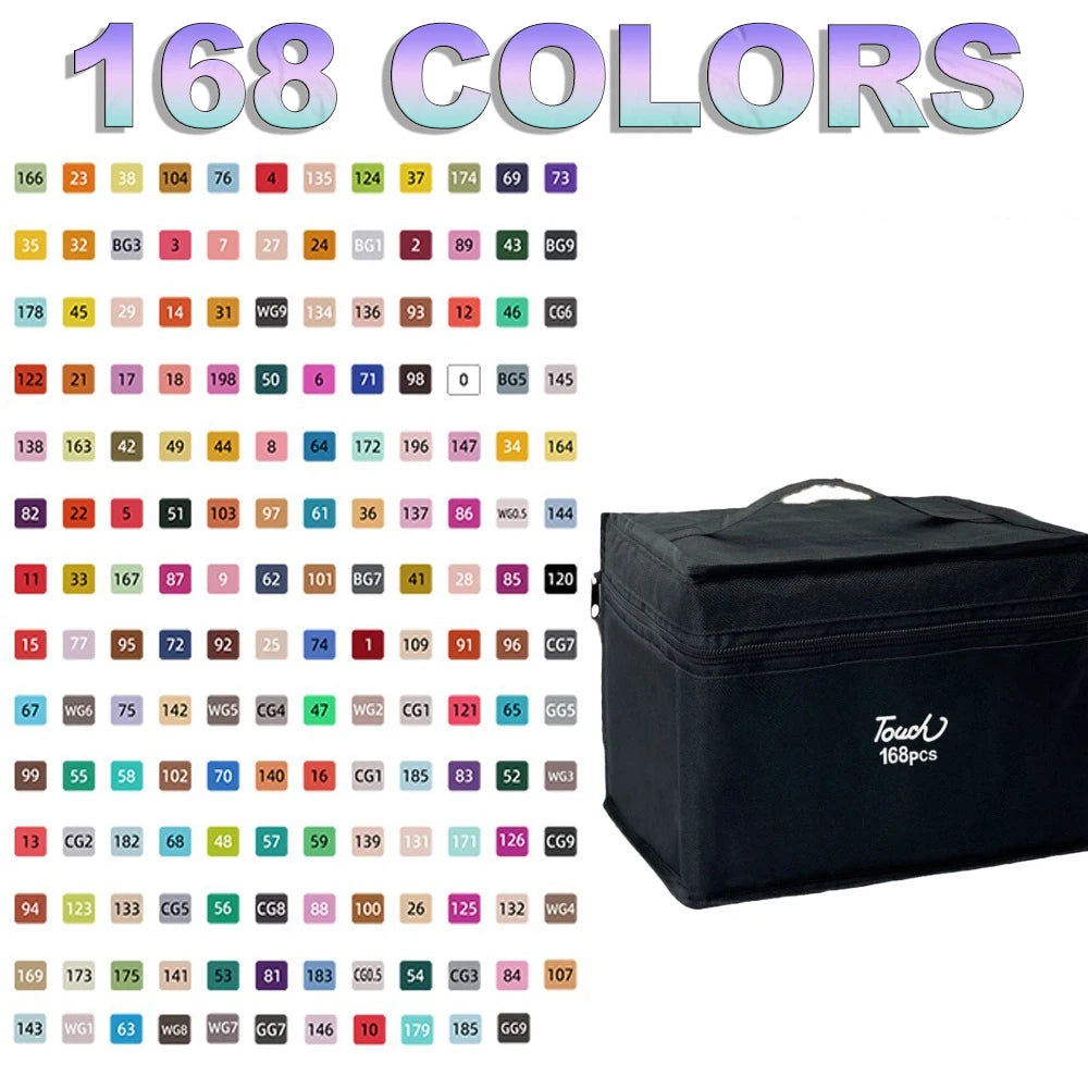 12-168 Colors Markers Set Double Headed Marker Pen Student Animation for Bookmark Manga Drawing Painting School Art Supplies