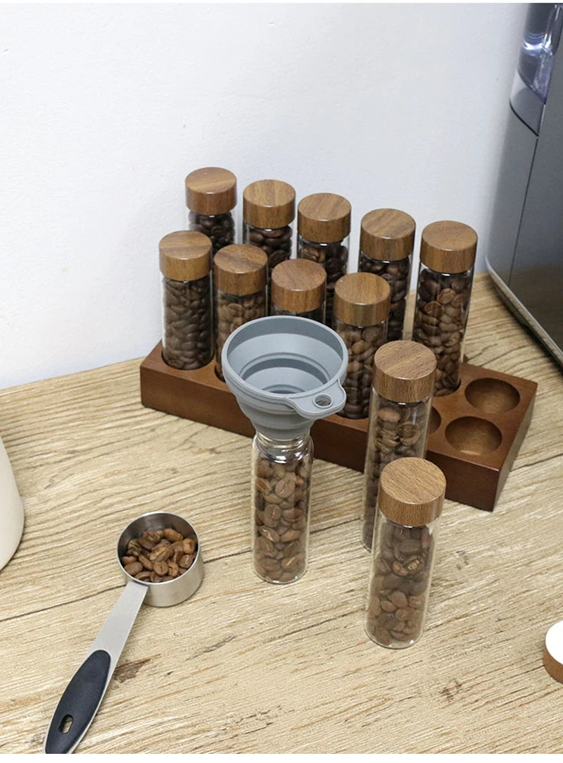 Coffee Beans Storage Container Tube Display Rack Tea Bottle Glass Single Dose Espresso Accessory Coffeware Set Barista Tool Gift