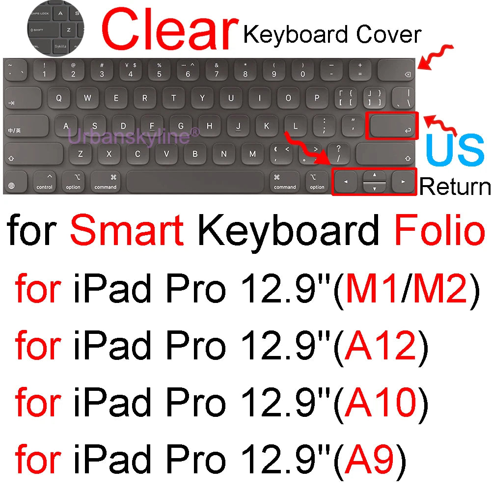 Keyboard Cover for iPad Pro 13 M4 12.9 Magic Keyboard Air 11 M3 10 10.5 10.9 M2 M1 Smart Case Folio Silicone Protector Skin TPU