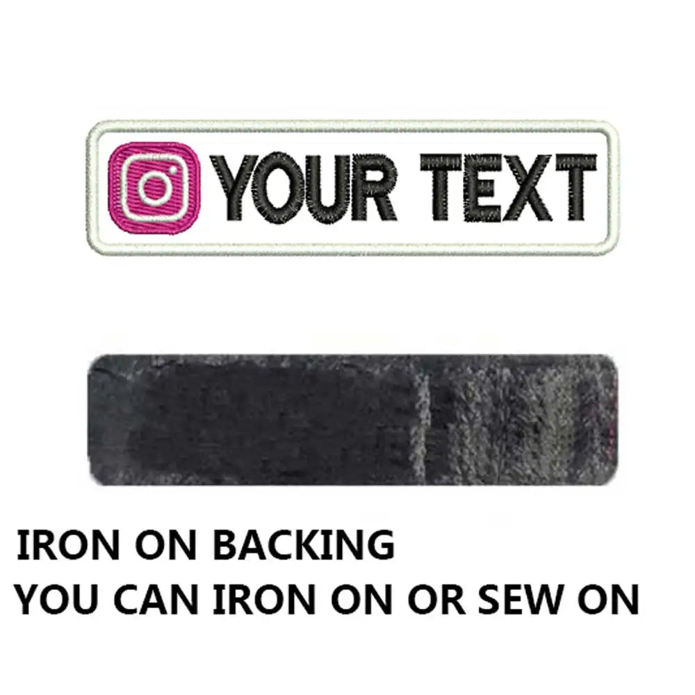 Custom Name Tags Number ID Badge Embroidered Patches with Instagram Logo Iron on Hook Loop Backing
