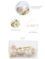 5 Pcs/Set Quicksand Crystal Ball Paper Clip DIY Metal Notes Letter File Binder Clips Bookmarks Office Desktop Storage Stationery