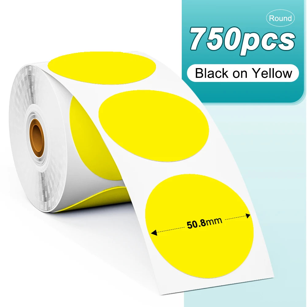Phomemo PM241 Shipping Printer Label Sticker Round Paper Square Label Rainbow Color for DIY Logo Design Small Business Adress