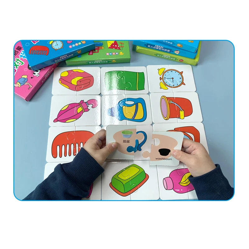 Baby Puzzle Toys for Children Animals Fruit Truck Graph Card Matching Games Montessori Toys for Kids 1 2 3 Years Old Boys Girls