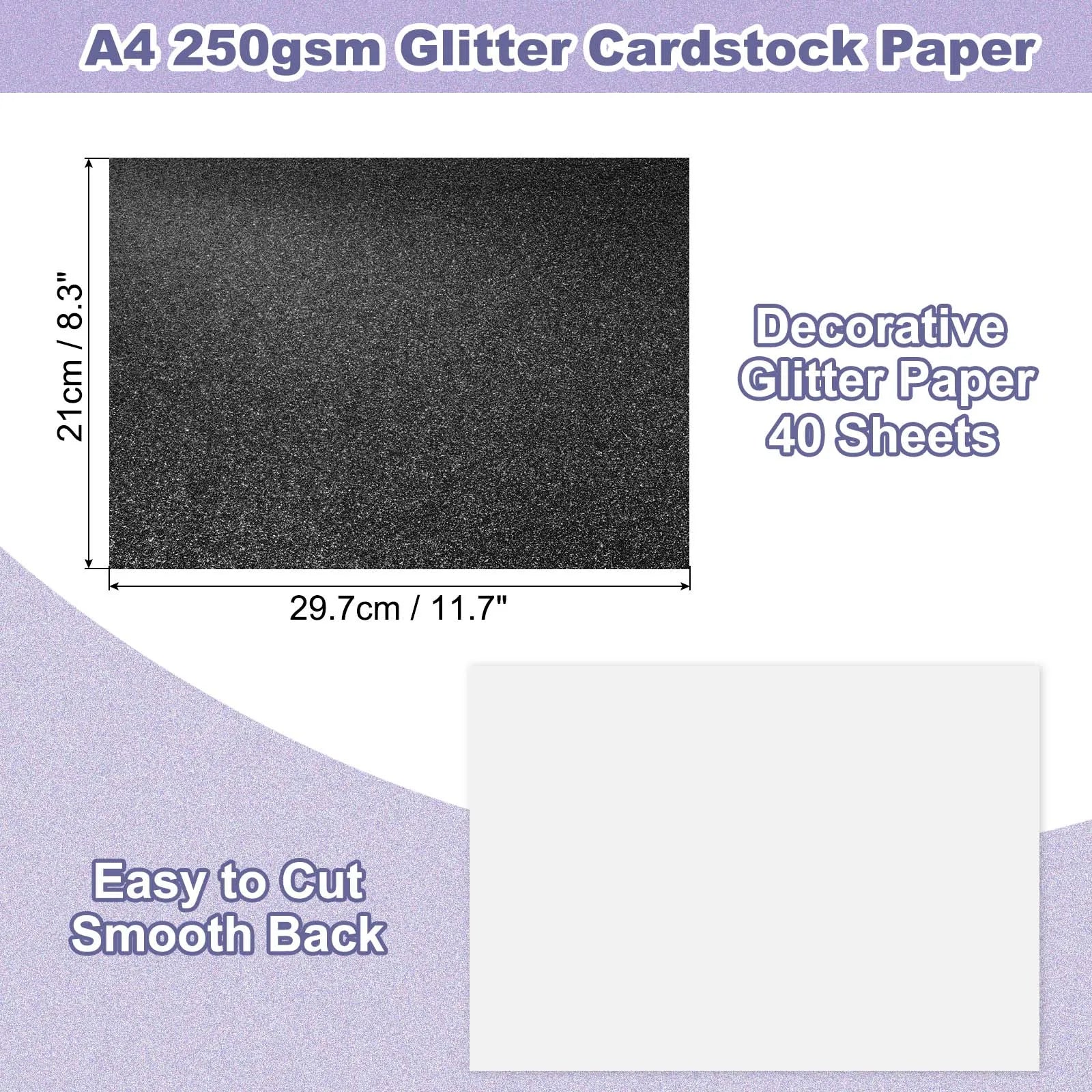 40Sheets A4 Glitter Cardstock Glitter Paper Card Stock Shiny Scrapbook 250gsm Sparkly Paper Large Shimmer for Scrapbook DIY Art