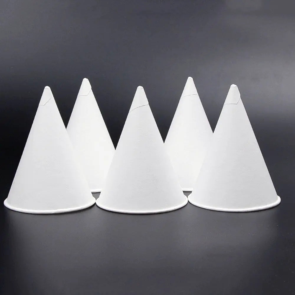200Pcs 3.7Oz/4.5Oz White Paper Cone Cups Coated 200 Count Snow Cone Cups Heat-resistant Multi-functional Cone Party Tableware