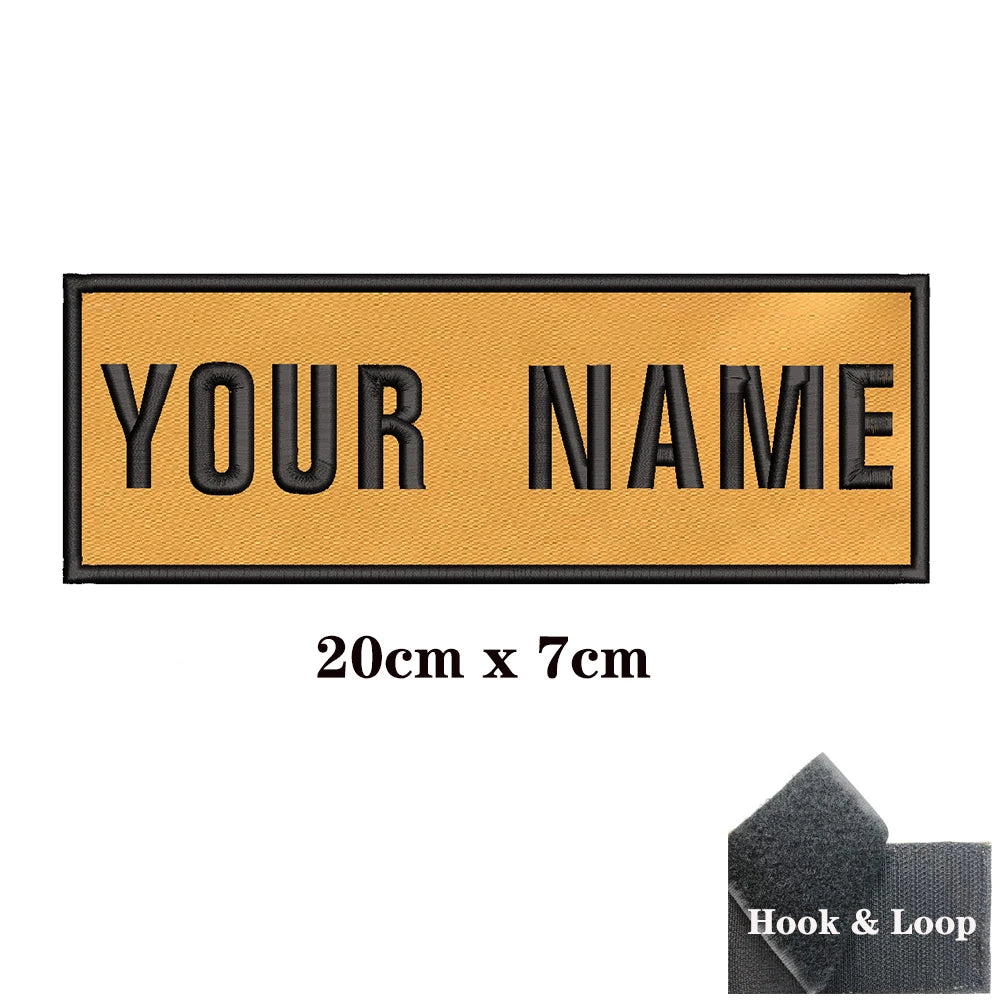 1PC Custom Personalized Name number Patch Stripes Badge tags chevrons Armband Iron On Or Hook Loop embroidered yellow