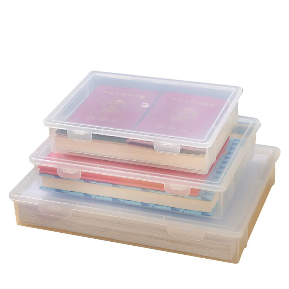 Organized Plastic Document Organizer Square Shape Clear A4 Organizing Box Storage Box