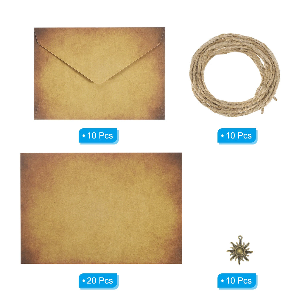 10/20/24Set Vintage Gift Card Envelopes Set 150 G V Flap Christmas Card Envelope with Letter Rose Leaf/Boat/Sun/Key Accessories