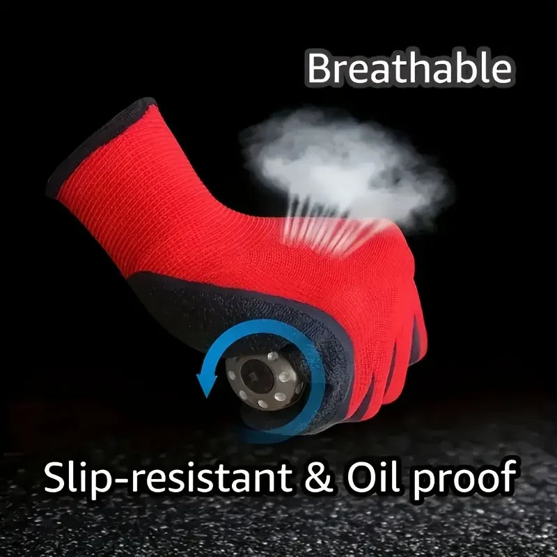 1/10pairs Non-slip Thicken Latex Rubber Safety Work Gloves Palm Coated Gloves Mechanic Working Gloves for Garden WorkTools