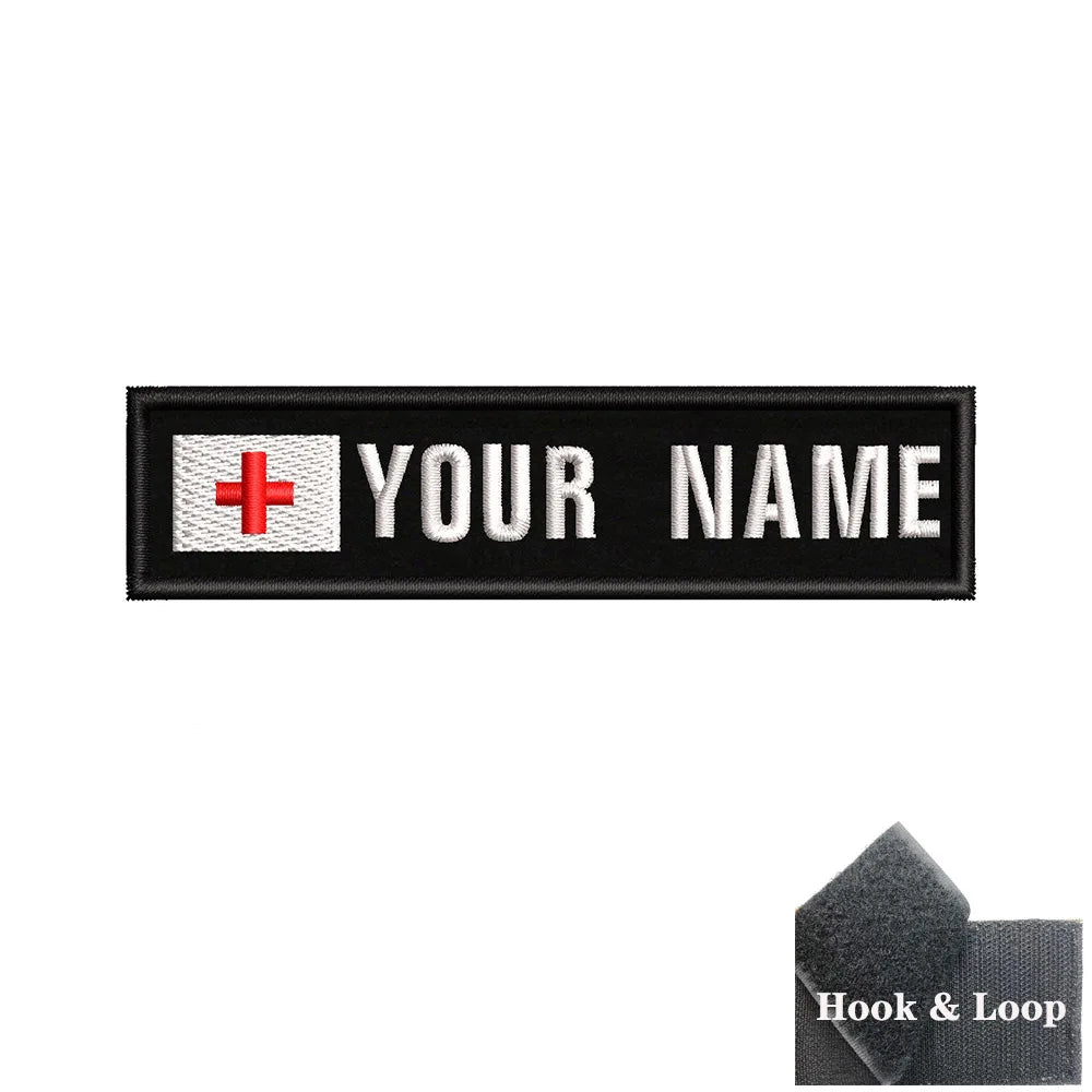 1PC 10cmX2.5cm Custom Name Patch Stripes Badge Iron On Or Hook Loop fire trophy radiation motorcycle blood drop love Pentagram