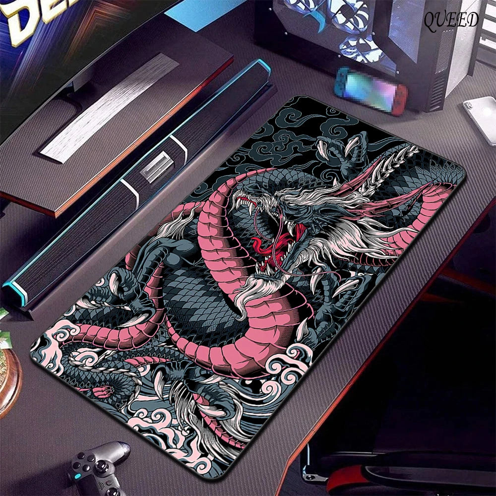 Black and White Dragon Large Mouse Mat Gaming Mousepad Big Rubber Base Mouse Pad Purple Deskpad Eyboard Mats Mousepads 400x900