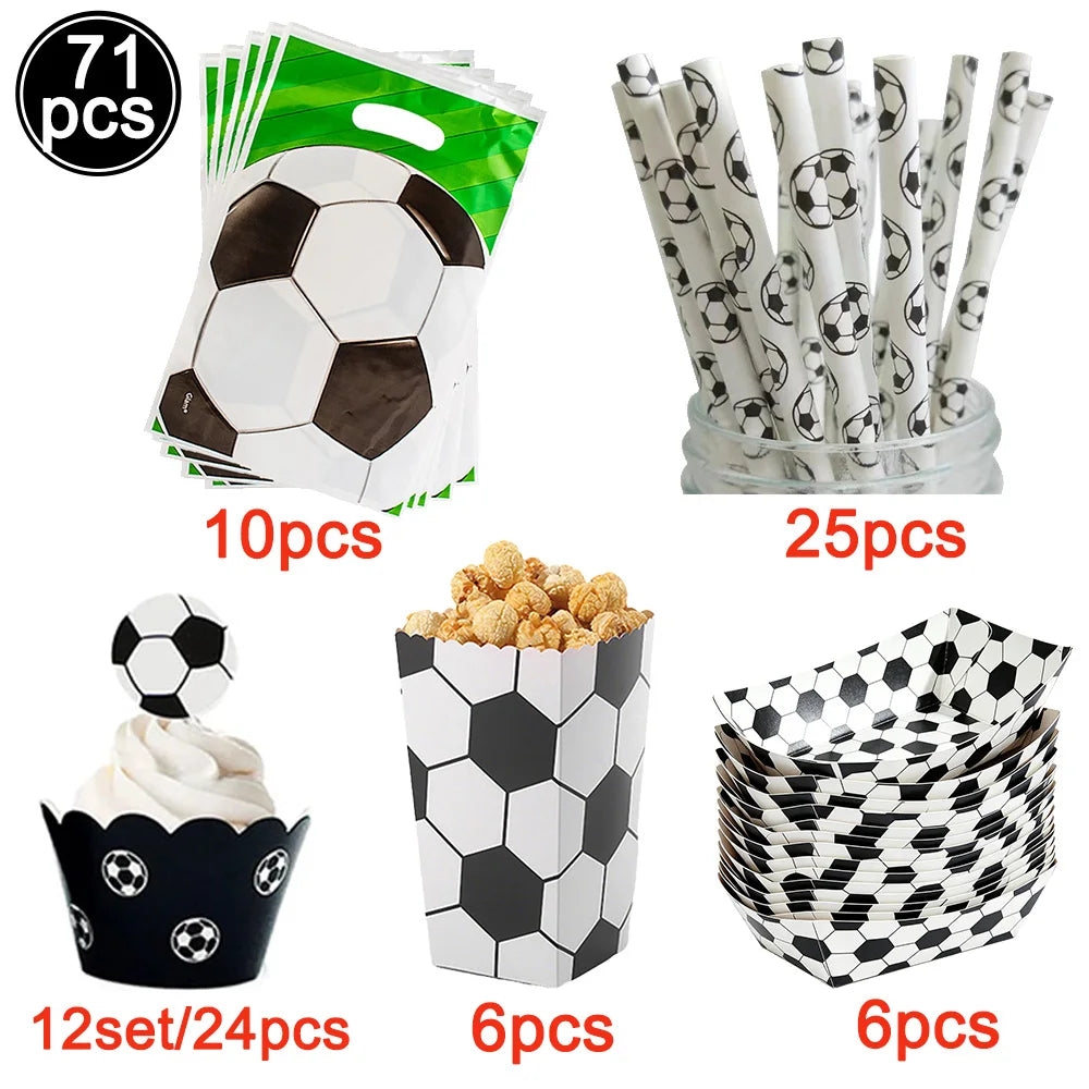 Soccer Party Disposable Tableware Paper Plates Cups Napkins Tablecloth Soccer Birthday Party Decoration