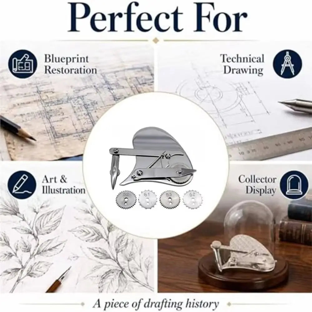 Vintage Precision Ruling Pen Set Interchangeable Wheels Comfortable Handheld Shape Drawing Tool Four Specifications
