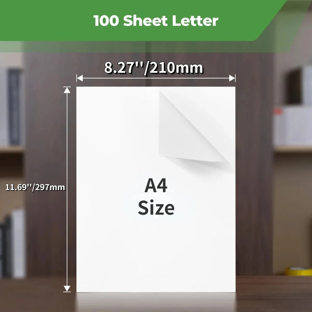 A4 Thermal Paper Printer Paper for A4 Portable Printer,For M08F-Letter, M08F M832,M833, M834,M835, 8.27"×11.69” Size, 100 sheets