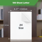 A4 Thermal Paper Printer Paper for A4 Portable Printer,For M08F-Letter, M08F M832,M833, M834,M835, 8.27"×11.69” Size, 100 sheets