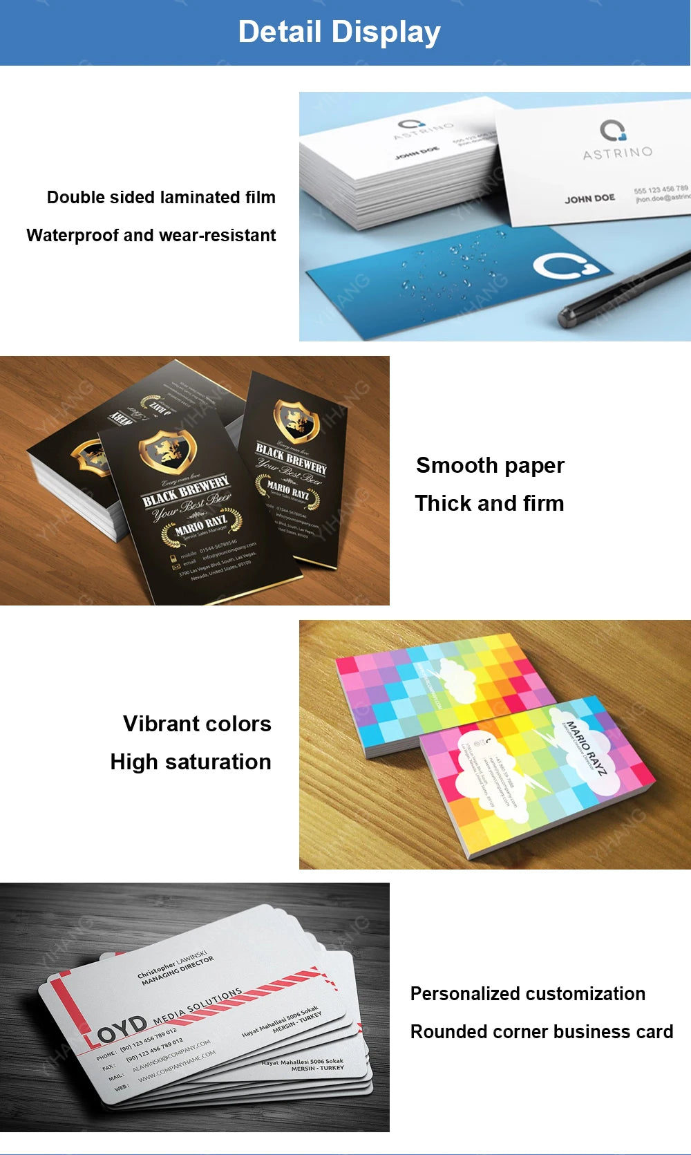 100PCS Custom Logo Color Double-Sided Small Business Card Thank You Card Gift Card 300gmg Paper 9x5.4cm