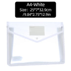 1Pcs Transparent A4 Waterproof File Folder with Press Button Plastic Document Bag for Data Storage Office Supplies