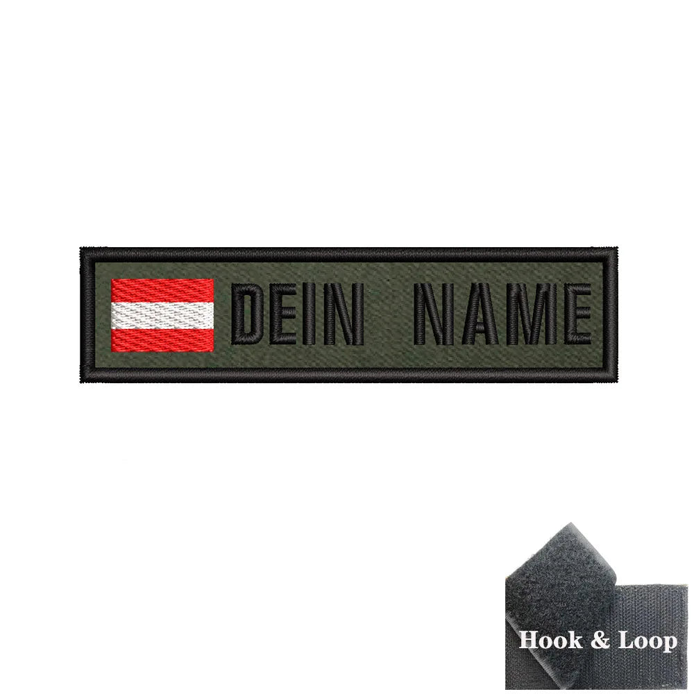 1PC 10cmX2.5cm Custom Name Flag Patch Stripes Badge Iron On Or Hook Loop Estonia Austria Bulgaria Hungary Romanian Ireland green