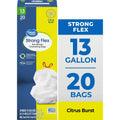 13 Gallon Tall Kitchen Trash Bags Drawstring Citrus Scented 20 Count Strong and Flexible