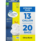 13 Gallon Tall Kitchen Trash Bags Drawstring Citrus Scented 20 Count Strong and Flexible