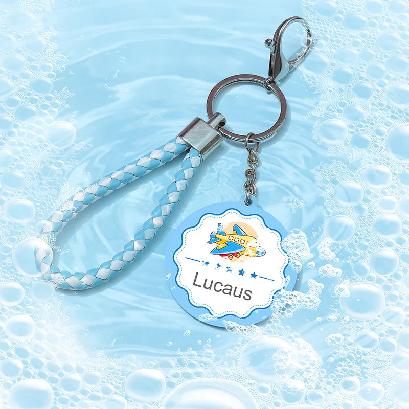 Personalized Leather Keychain with Custom Name - Anti-Loss Rope Tags for Children School Bags & Kindergarten Gifts