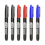 6PCs/Set Permanent Marker Pen Fine Point Waterproof Markers Thin Nib Crude Nib Black Blue Red Ink 1.5mm Fine Color Marker Pens