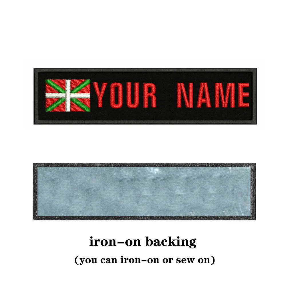 Basque Flag 10X2.5cm Embroidery Custom Name Text Patch Stripes Badge Iron On Or  Patches