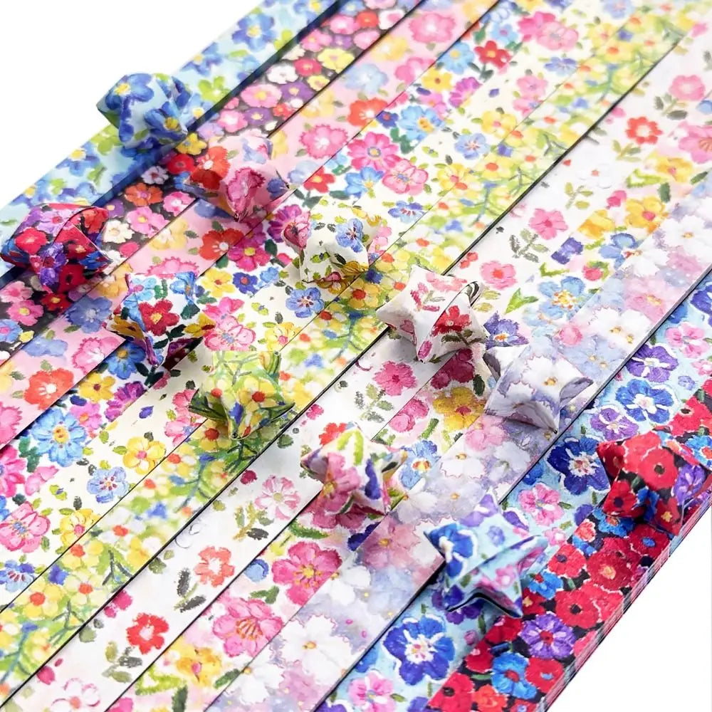 Oil Painting Series Origami Paper Double-Sided Printed Colorful Folding Paper Decorative Paper Star Strips Handmade Projects