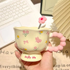 Girls Birthday Gift Souvenir Coffee Cup Mugs Coffee Cups Creative Flower Mug Household Ceramic Cup High Value Water Cup