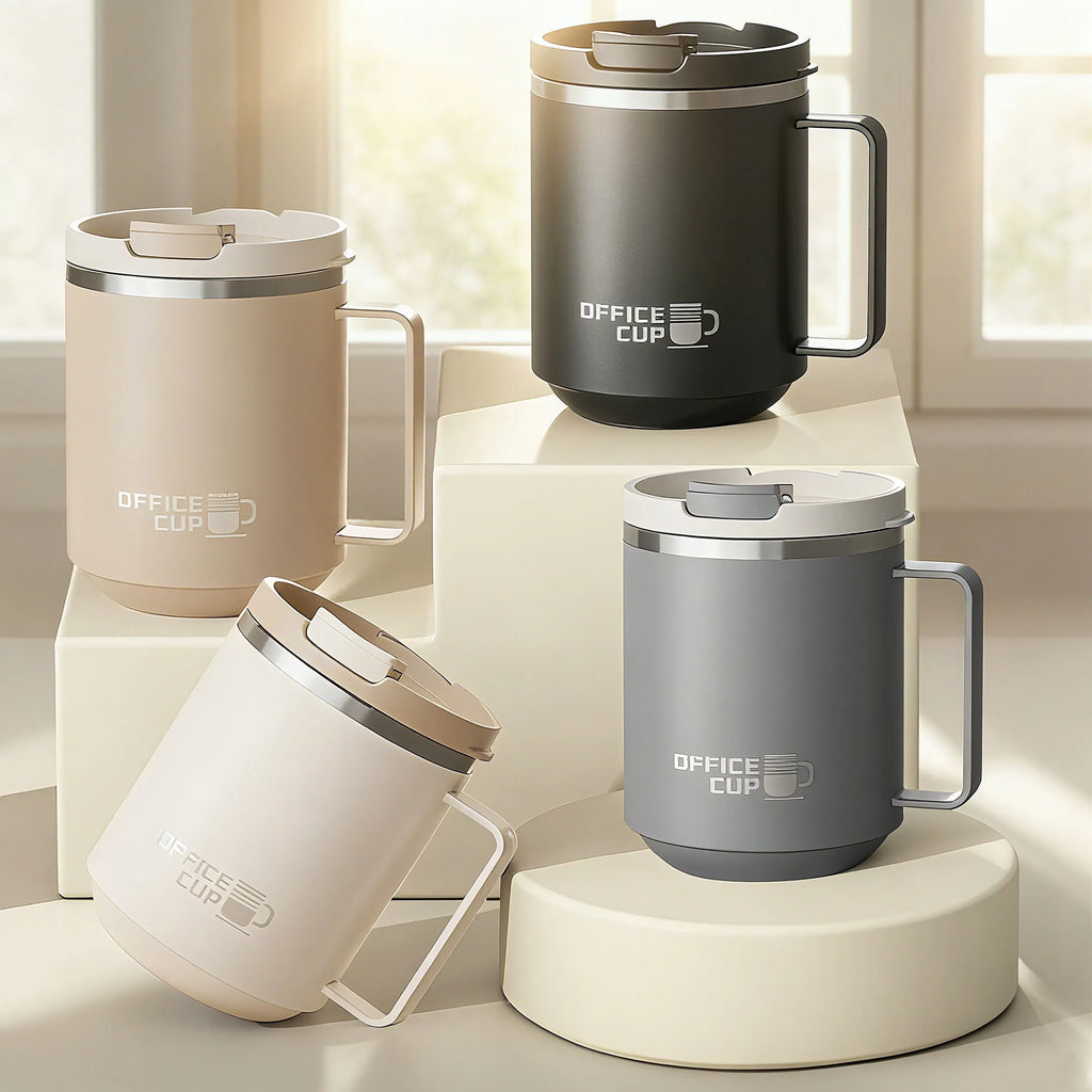 WORTHBUY 304 Stainless Steel Double Wall Insulated Coffee Mug With Handle Portable Sealed Water Cup Large Capacity Drinking Cup
