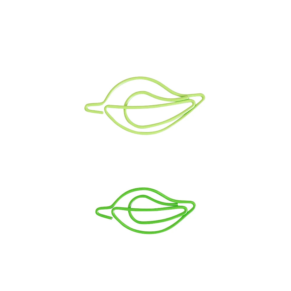 20 pcs/lot green Paper Clips Cute leaves-Shaped Stainless Steel Paper Clips book mark for Office School Supplies
